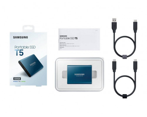 Твердотельный диск 500GB Samsung Т5 Portable MU-PA500B, V-NAND, USB 3.1 Type-C [R/W - 540/540 MB/s] Металл